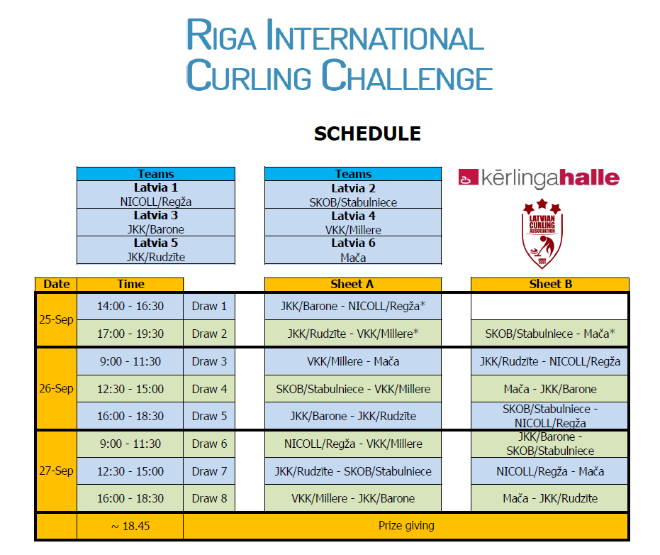 SCHEDULE | Riga International Curling Challenge